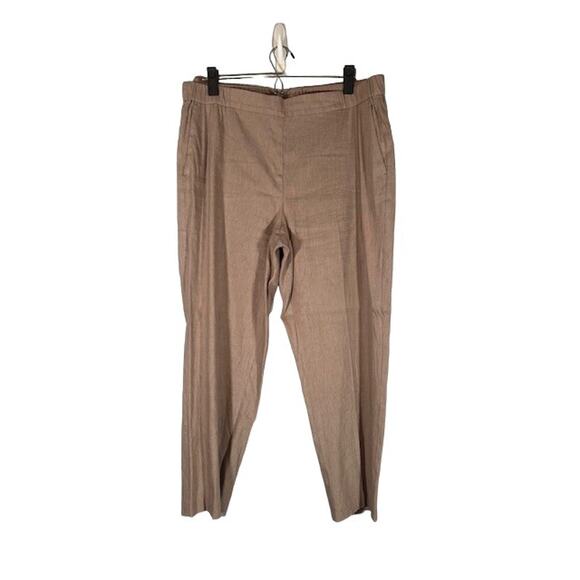 J. Jill Beige Linen Stretch Relaxed Loose Fit Dressy Pull On Pants Women Sz L - Picture 1 of 8